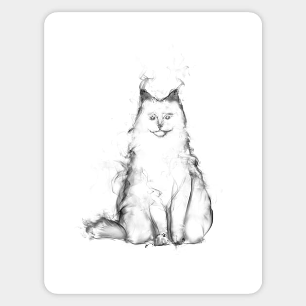 Cat smoke effect (white) - cat sihlouette - catshirt - cats lover - animals lover - gift idea Sticker by Vane22april